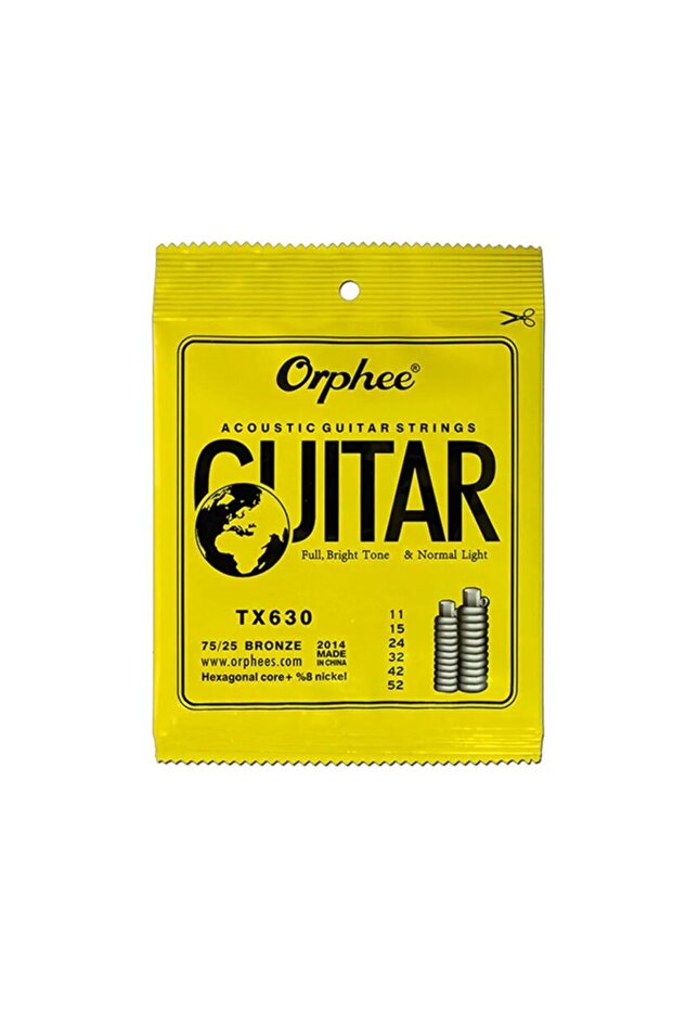 أوتار جيتار أكوستيك TX630 Orphee TX620 630 ذات قلب سداسي + 8% نيكل برونزي لامع بدرجة لون إضافية
