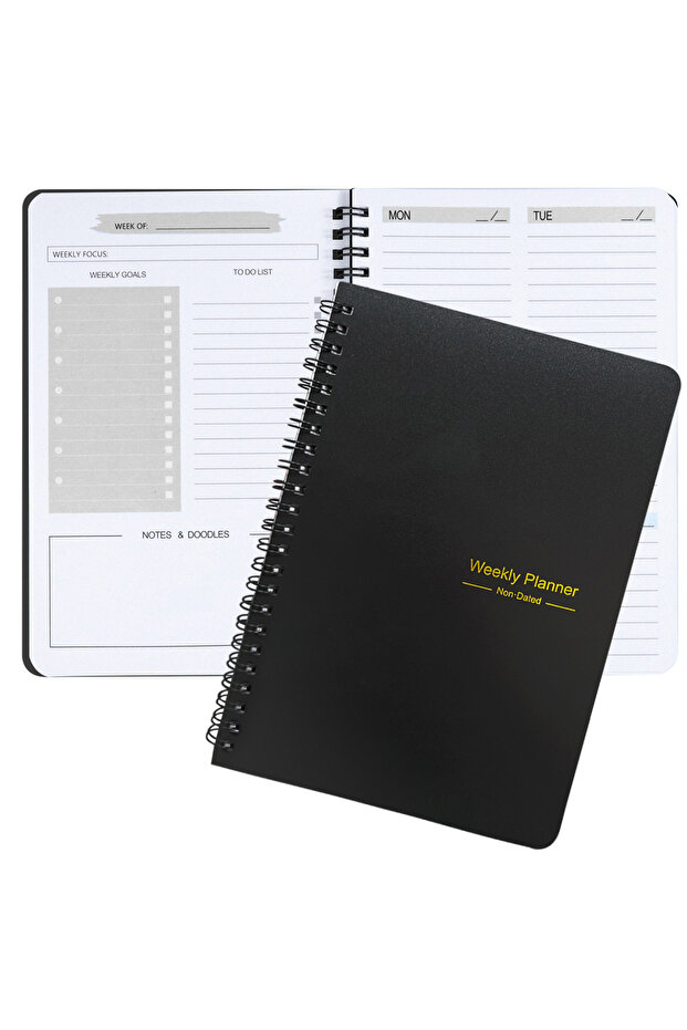 A5 black 2026 Tree Pattern Spiral Bound Weekly Planner & Notebook & Schedule Organizer, Stationery F - 1