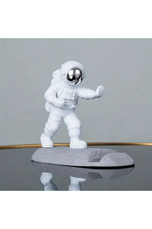 Silver Astronaut Mobile Phone Stand Holder Spaceman Desk Decoration Smartphone Bracket Home Ornament