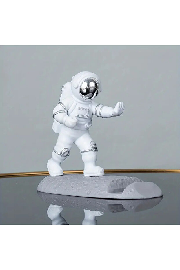Silver Astronaut Mobile Phone Stand Holder Spaceman Desk Decoration Smartphone Bracket Home Ornament