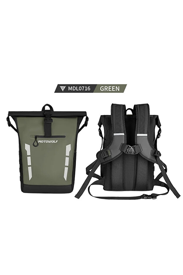 Army green Motowolf Waterproof Motorcycle Backpack Durable Motorcycle Bag Casual Reflective Cycling