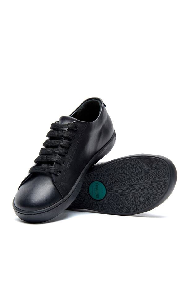 Kadın Siyah Cilt Deri Anatomik Mantar Tabanlı Deri Sneaker - 3