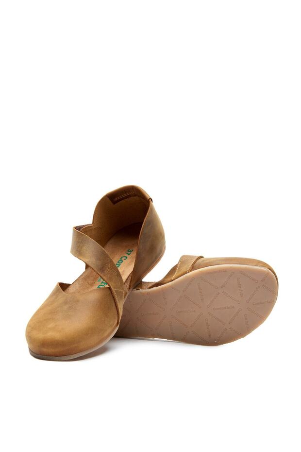 Kadın Taba Crazy Deri Anatomik Mantar Tabanlı Babet - 5