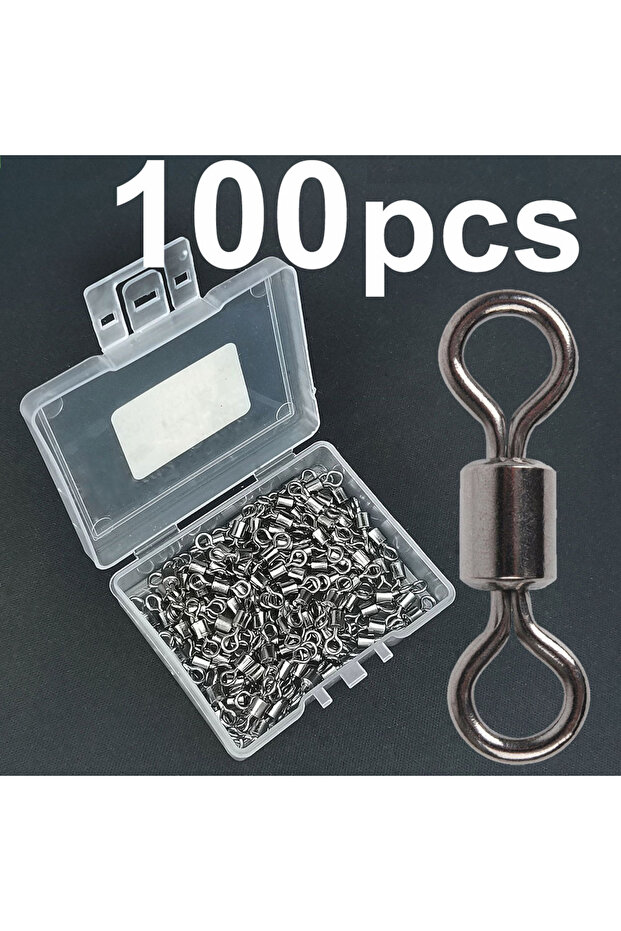 مقاس 14 8 مم 4 كجم 100 قطعة 50 أو 100 قطعة محمل برميل الصيد دوار مع صندوق طُعم حلقي صلب - 1