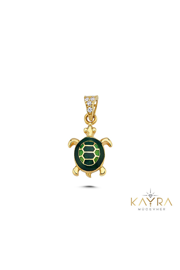 Kaplumbağa Mineli Altın Kolye Ucu AH02 - 1