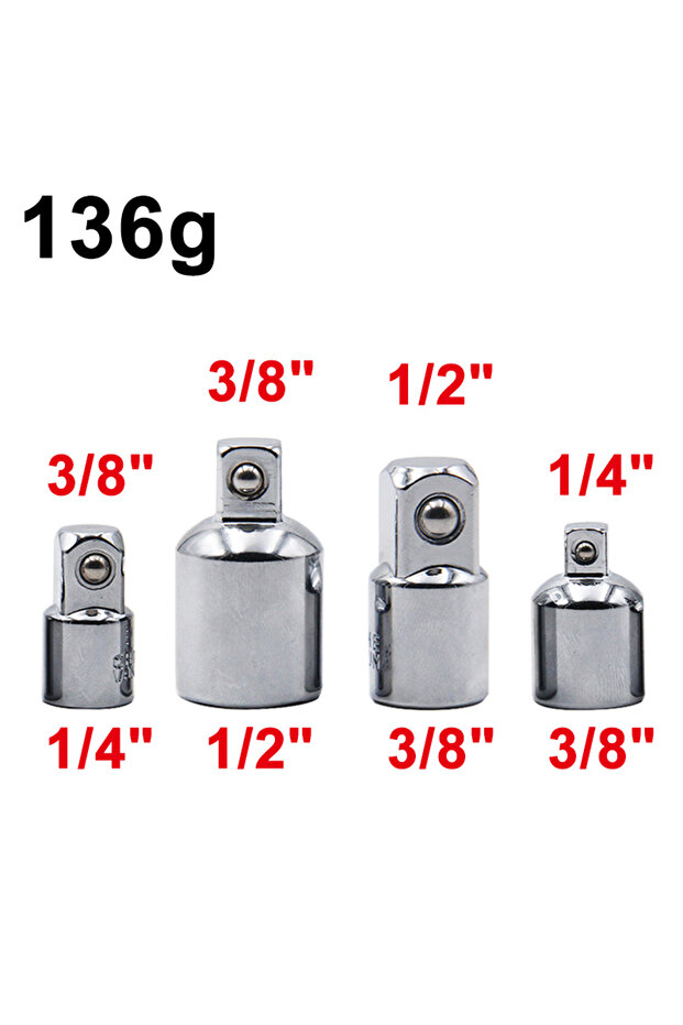 4pc Silver 4pc Silver Black Variable Diameter Sleeve Square Sleeve Conversion Flying Head Adapter 1/ - 1