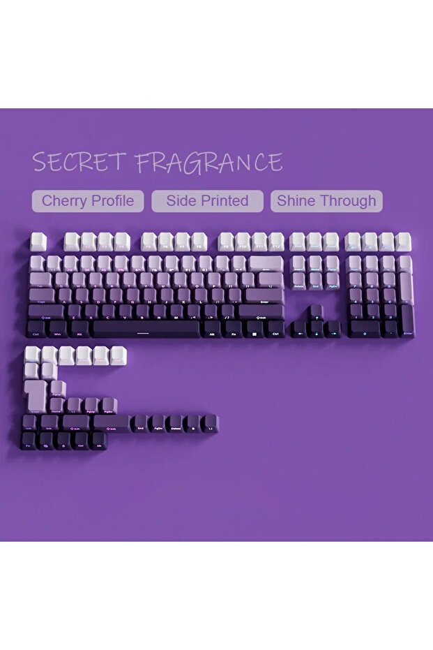 Purple Gradient Keycap Set PBT Double Shot Side Print Shine Through Backlit OEM Keycaps For MX Switc - 1