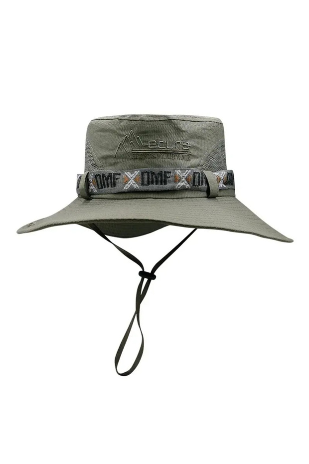 one size Light green Summer Men Bucket Hat Outdoor UV Protection Wide Brim Panama Safari Hunting Hik