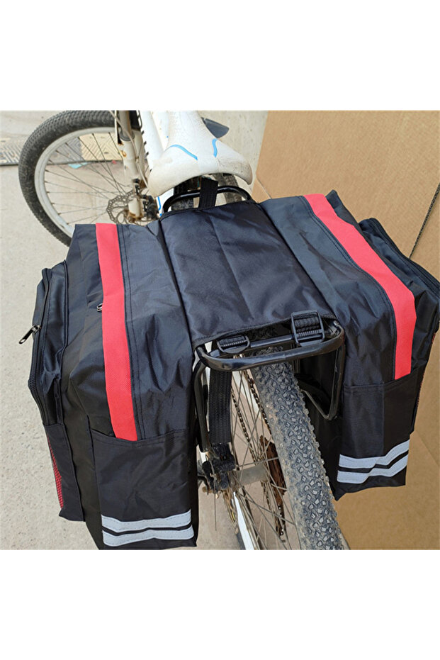 Red Cycling Double Side Rear Rack Bike 2 In 1 Camo Trunk Bag Mountain Road Bicycle Tail Seat Pannier