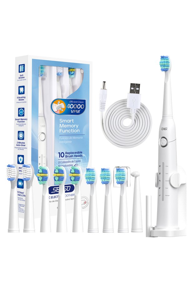 958White-10st-holder Seago Electric Toothbrush Tooth brush USB Rechargeable Adult Ultrasonic Teeth C