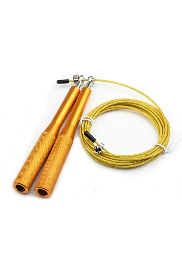 yellow Speed Jump Rope Adjustable Steel Cable Skipping Rope with Aluminum Handles Smooth Bearing for