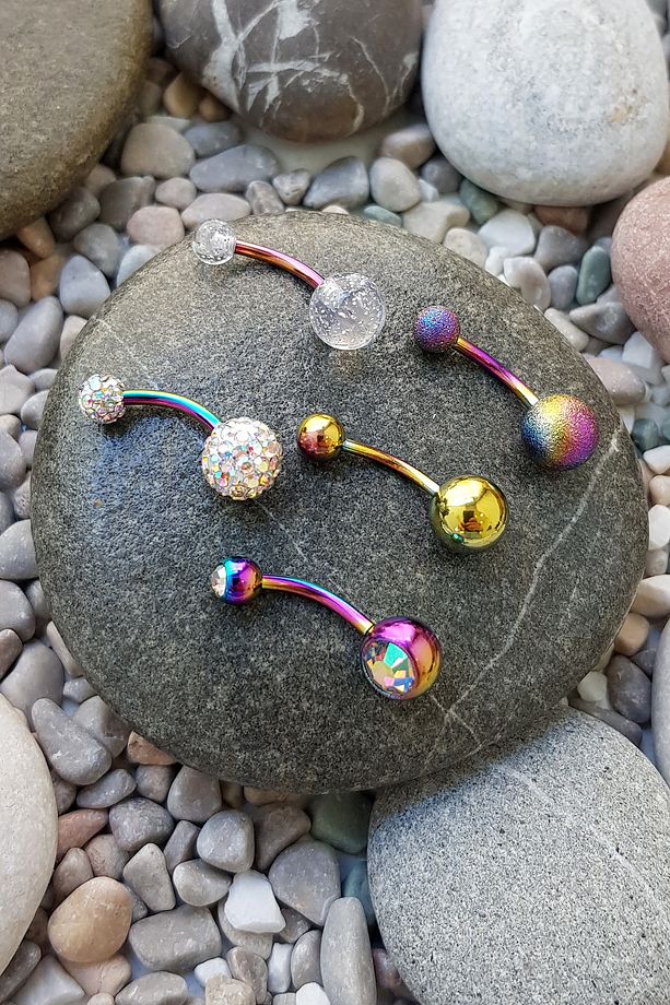5 Adet Multicolor Cerrahi Çelik Göbek Piercing En48ml - 2