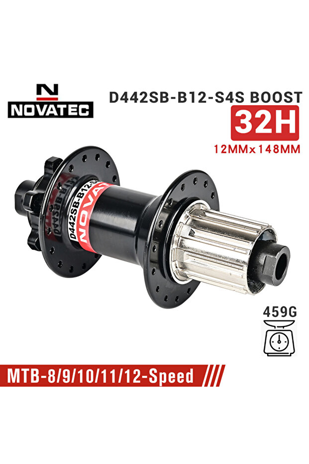 R 148x12MM HG Novatec Bicycle Hub D442 D041 Front Rear Wheel Hub 2/4 Bearing For 8/9/10/11/12 speed