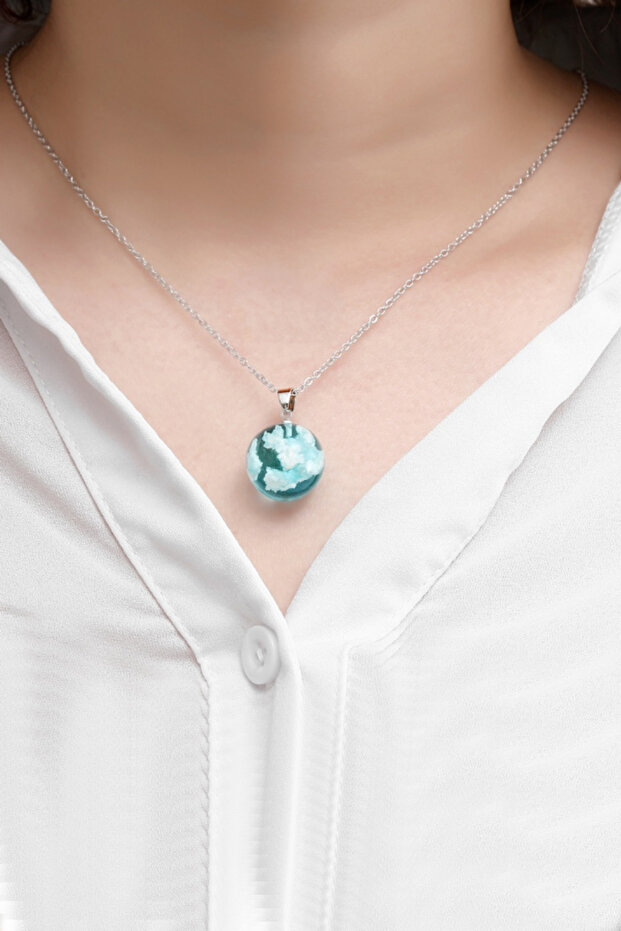 3 Boyutlu Mavi Bulut Kadın Kolye eg08 - 5