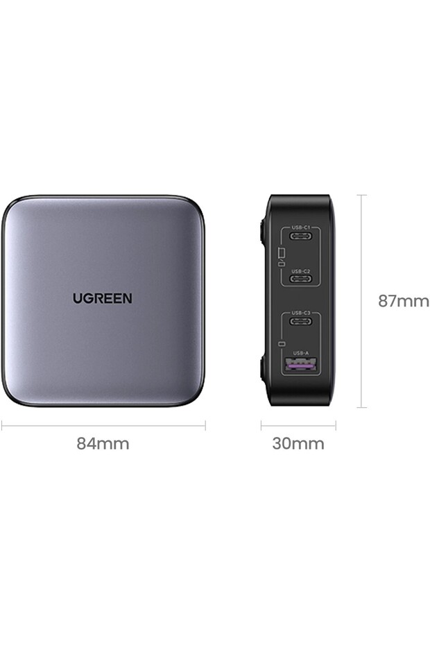 Nexode 90928 3xUSB-C+USB-A QC/PD 100W GaN Masaüstü Hızlı Şarj Adaptörü - 6