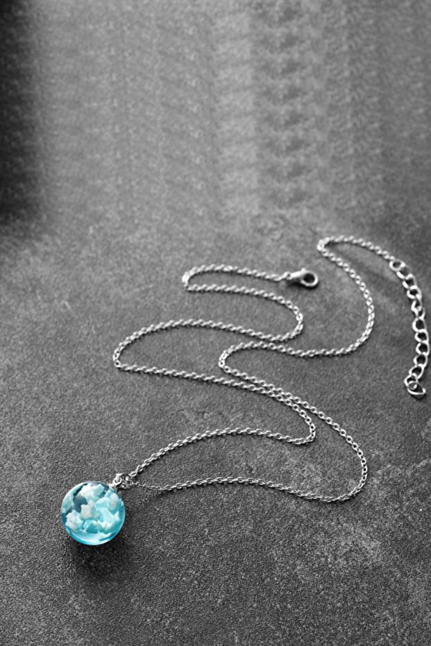 3 Boyutlu Mavi Bulut Kadın Kolye eg08 - 4