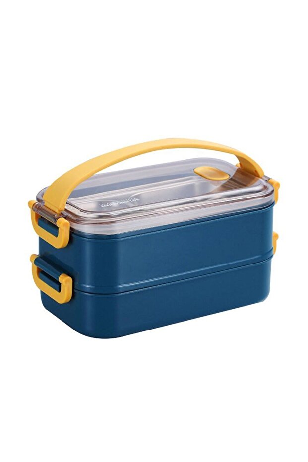 304 Steel Blue 1600 ml Two Layer Food Storage Container Sefertası Cin604Mv