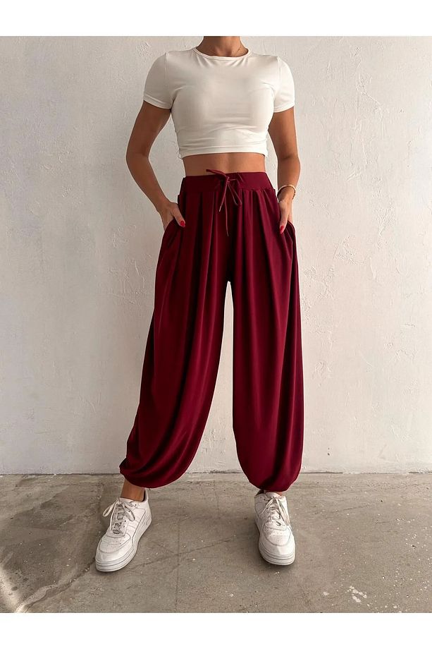 Modal Kumaş Yumuşak Doku Şalvar Pantolon - 6