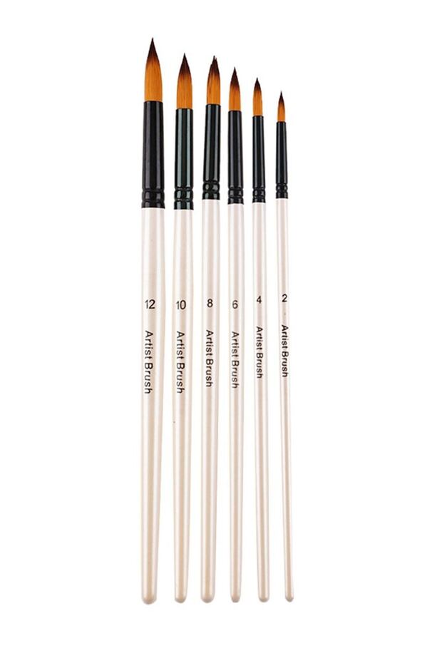 6-Piece Pointed Oil Acrylic and Watercolor Brush Set, Nylon Brush Set cin686