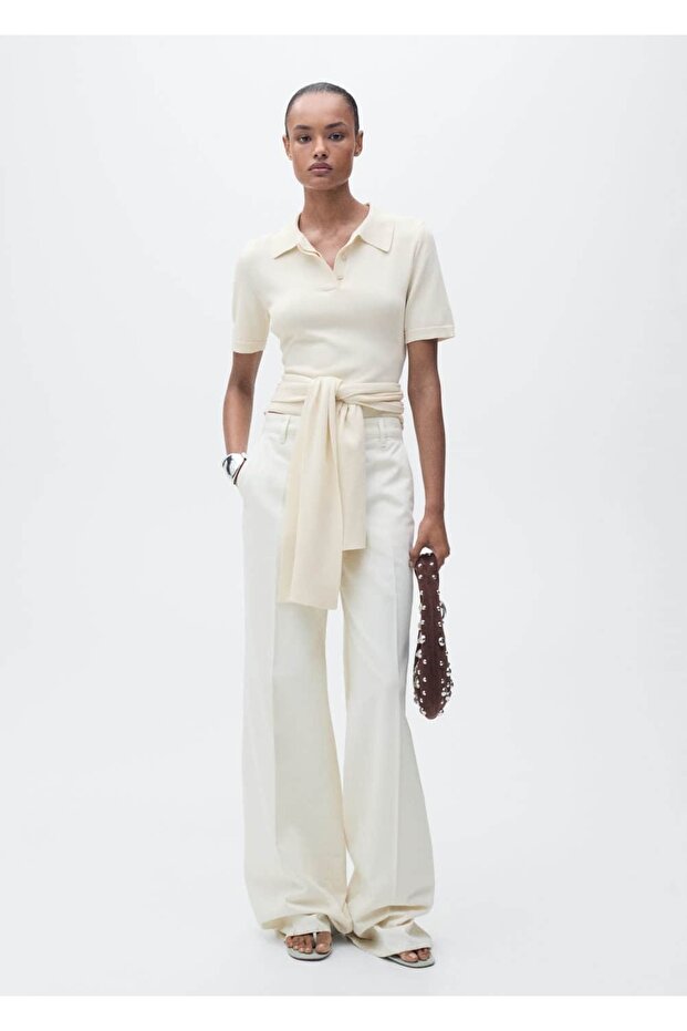 Kurzärmliger Pullover mit Knotendetail - 2