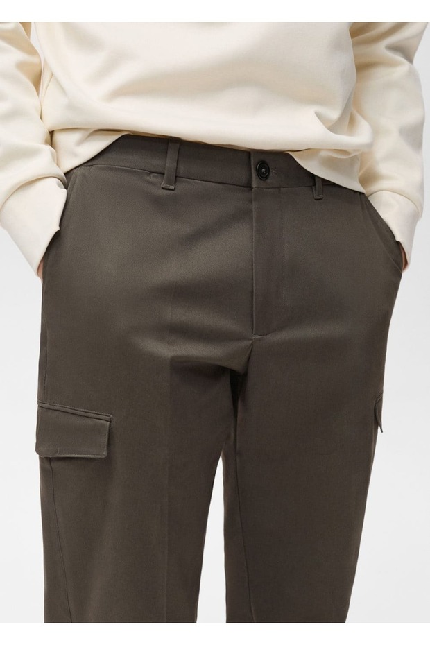 Regular kesim pamuklu kargo pantolon - 6