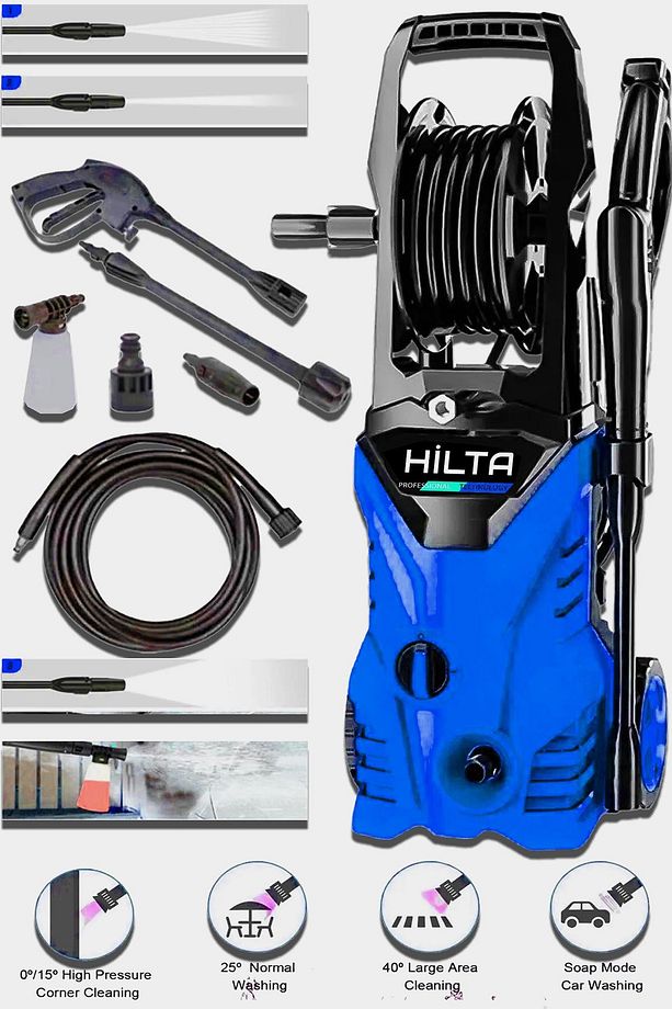 Alman 6000 W Bakır Sargılı 200 Bar Max Yüksek Basınçlı Araç Oto Havuz Bahçe Yıkama Makinesi Tam Prof - 1