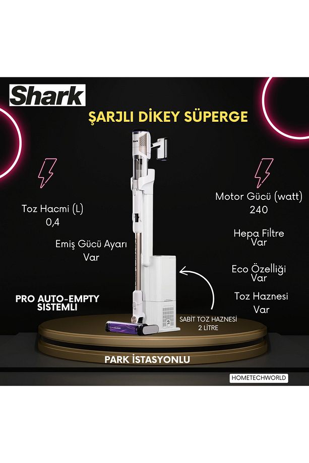 Auto-Empty Sistemli Şarjlı Dikey Süpürge 2litre toz Hazneli - 1