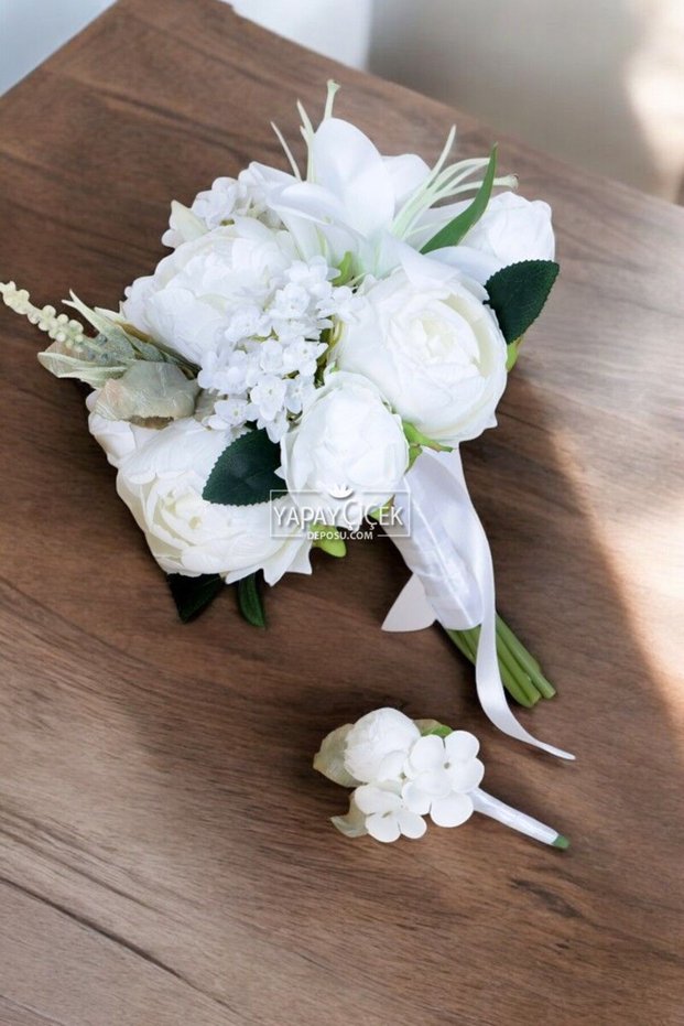 Bridal Bouquet White Angel's Touch Set of 2