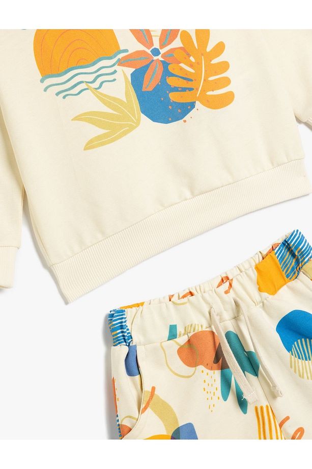 Pamuklu Baskı Detaylı Şort ve Sweatshirt Set 5SMB10002TK - 3
