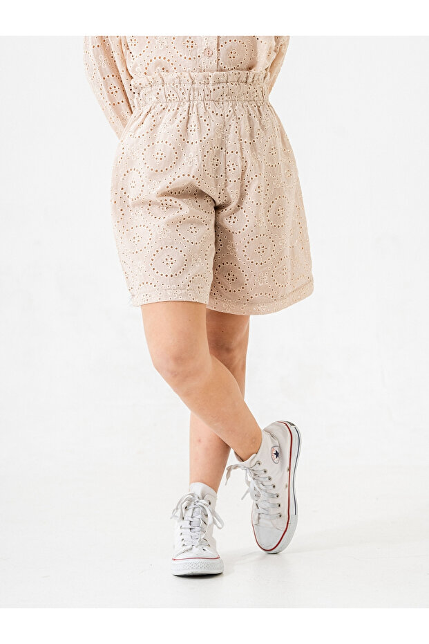Girl's Scalloped Linen Shorts 2866