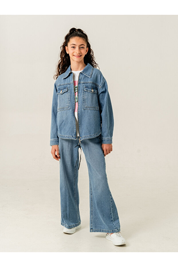 Girl's Zippered Denim Jacket
