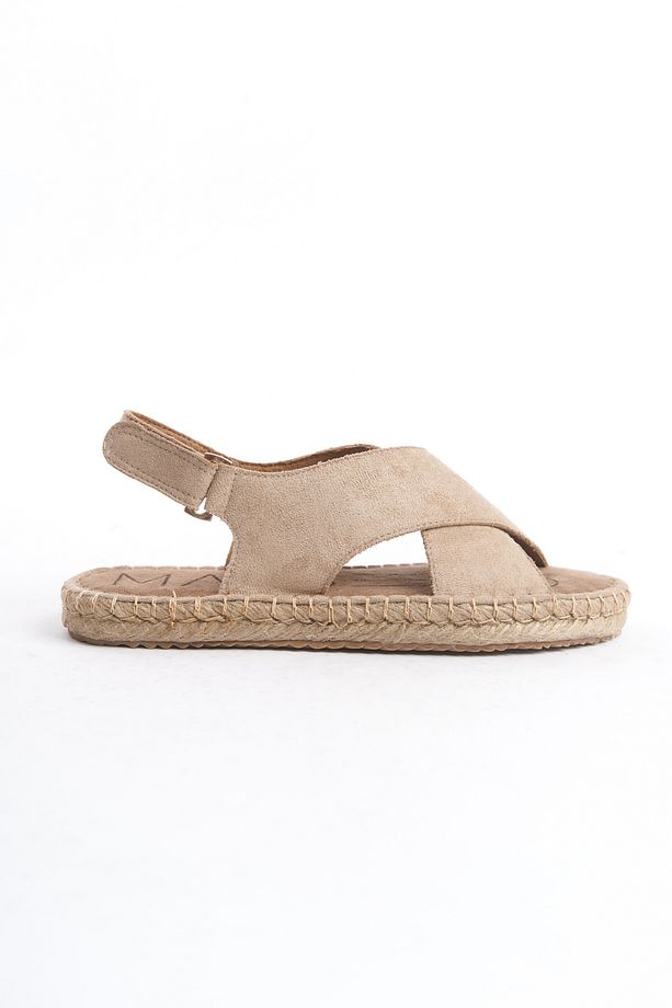 İbiza Kadın Hasır Taban Espadril Sandalet Arkası Açık Cırtlı Günlük Sandalet - 3