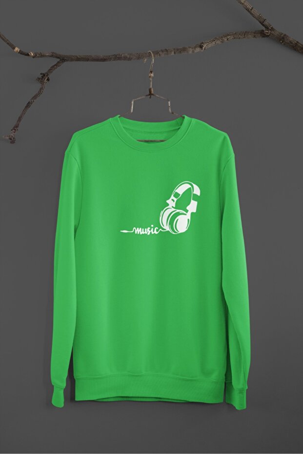 Unisex Long Sleeve 2 Yarn WHITE EARNING Transfer Printed Crew-Neck Sweatshirt