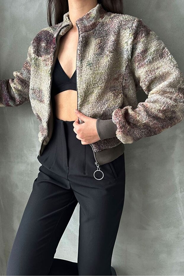 Patterned Plush Coat - Camouflage | | F1129