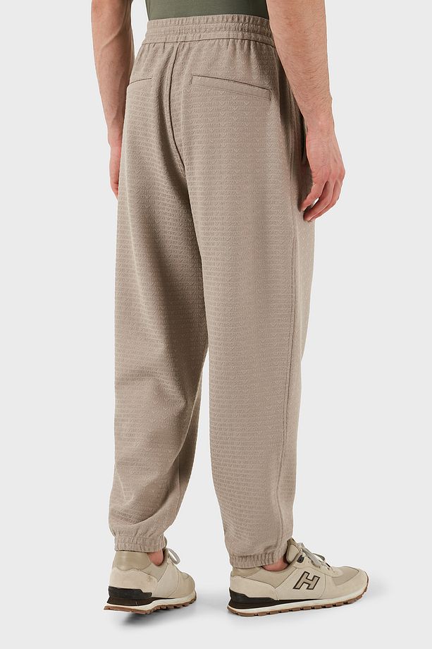 Jakarlı Streç Pamuklu Regular Fit Yüksek Bel Lastikli Paça Jogger Pantolon Erkek PANT - 6