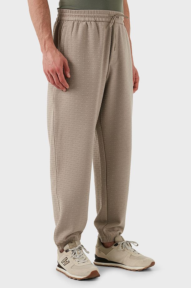Jakarlı Streç Pamuklu Regular Fit Yüksek Bel Lastikli Paça Jogger Pantolon Erkek PANT - 4