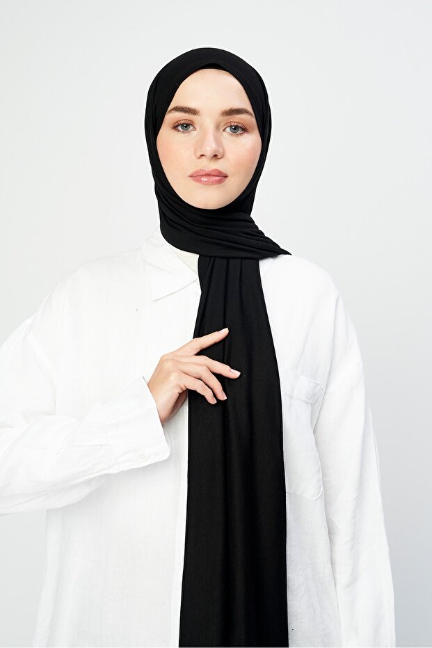 شال قطن ممشط أسود