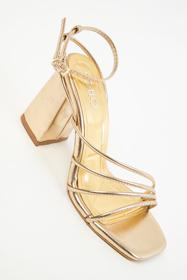 Zlaté dámské klasické boty na podpatku 20282 - 3