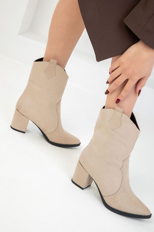 Bej Süet Kadın Bot & Bootie 15615 - 1