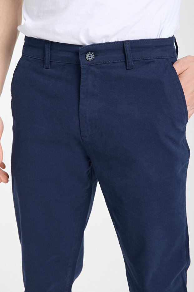 Lacivert Regular Fit Basic Chino Esnek Gabardin Pantolon TMNSS25PL00019 - 3