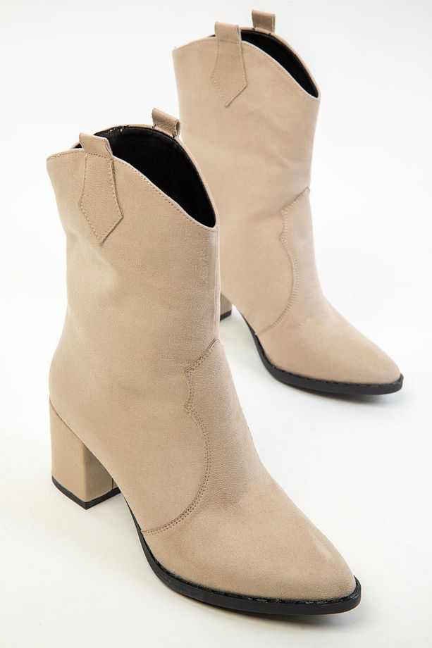 Bej Süet Kadın Bot & Bootie 15615 - 4