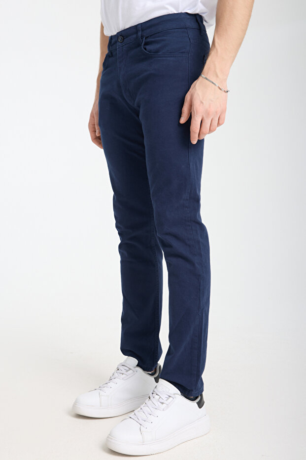 Navy Blue Slim Fit Basic 5 Pocket Flexible Gabardine Pants Tmnss25Pl00020