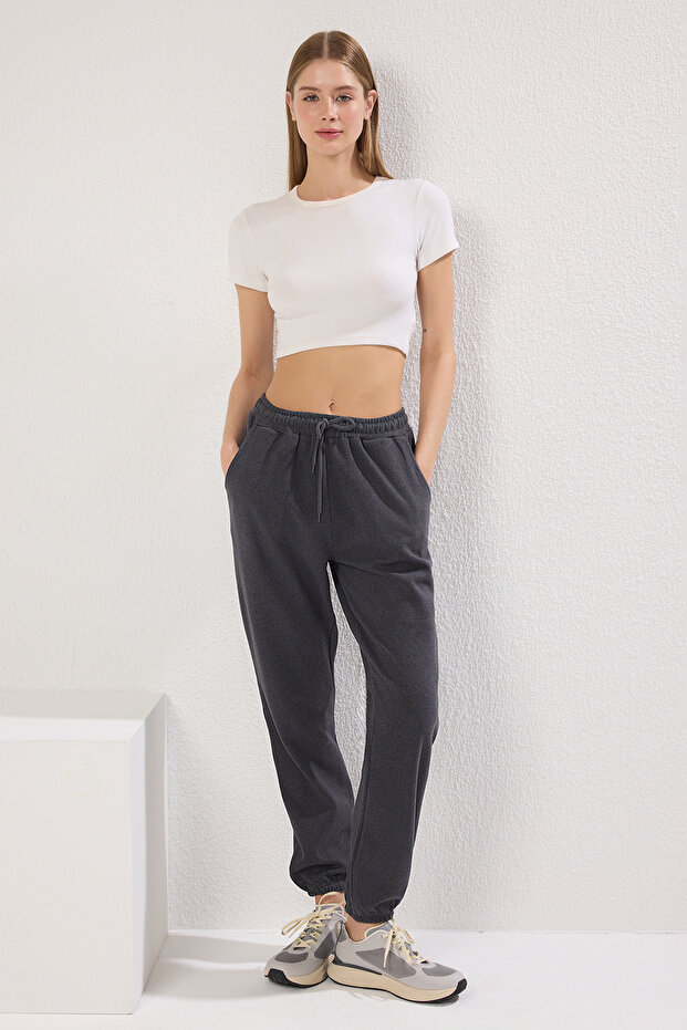 Antracit Thessaloniki Pantaloni de sport tricotați de buzunar, confortabili, TWOAW21EA0168 - 1