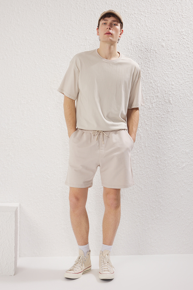 Taş 3'lü Regular/Normal Kesim T-Shirt, Eşofman Altı, Şort Eşofman Takımı TMNSS25EM00001 - 3