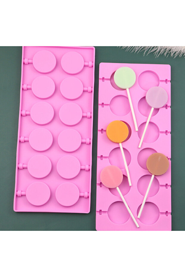 12 girds 5cm Large Round Silicone Lollipop Molds Chocolate candy pop Fondant Mould sugar lolly cake