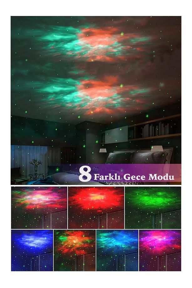 Astronot Projektör Led Işık Lazer Galaxy 360 Yıldız Projeksiyon Aurora Bulutsusu Çocuk Gece Lambası - 3