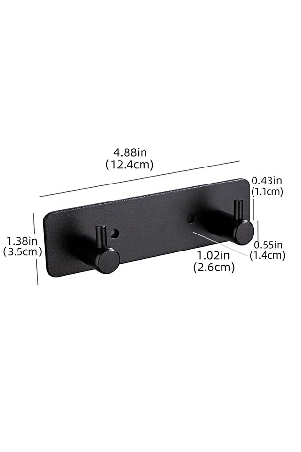 Black 2 Hook Aluminum Alloy Multifunctional Self Adhesive Hooks Sticky Wall Door Hook Robe Tea Towel