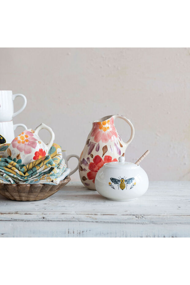 El Boyaması Çiçekli Sürahi - 6