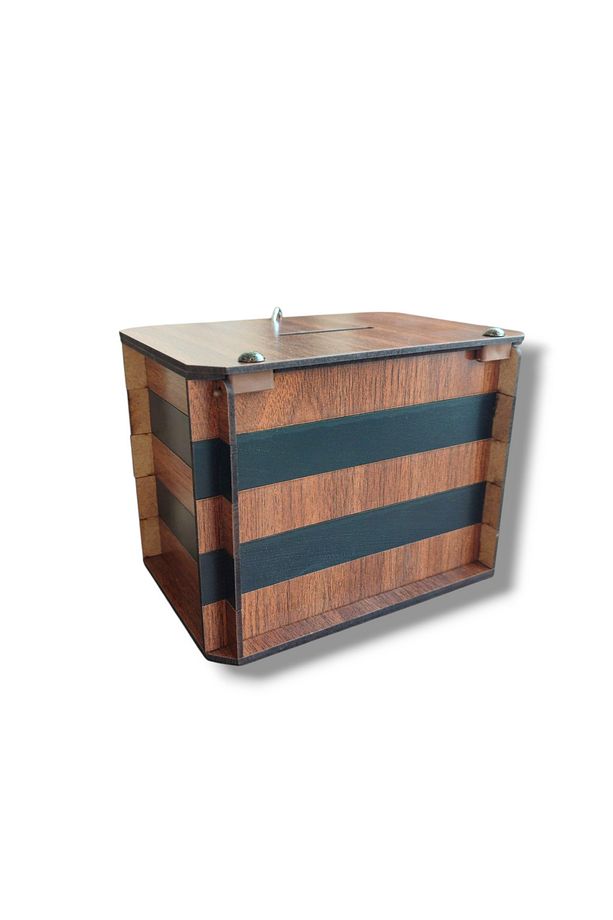 Kumbara - Parabox Ahşap Tip Box (CEVİZ-SİYAH) - 4