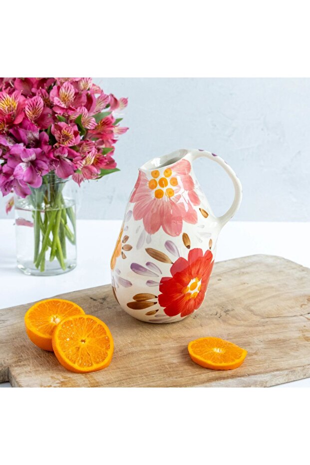 El Boyaması Çiçekli Sürahi - 2